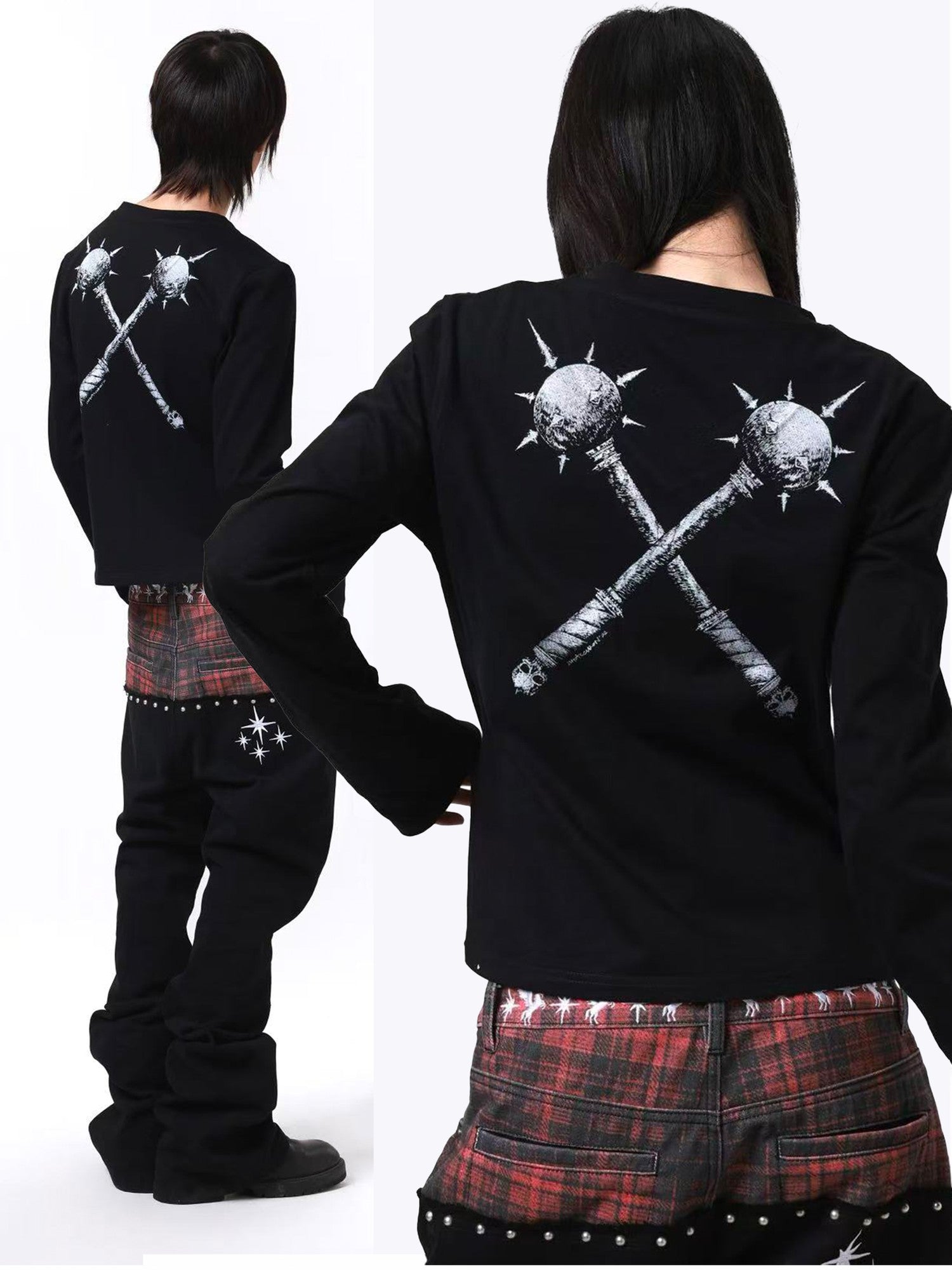 DETW onLine Dark V-neck Digital Print Creative Letter Women&