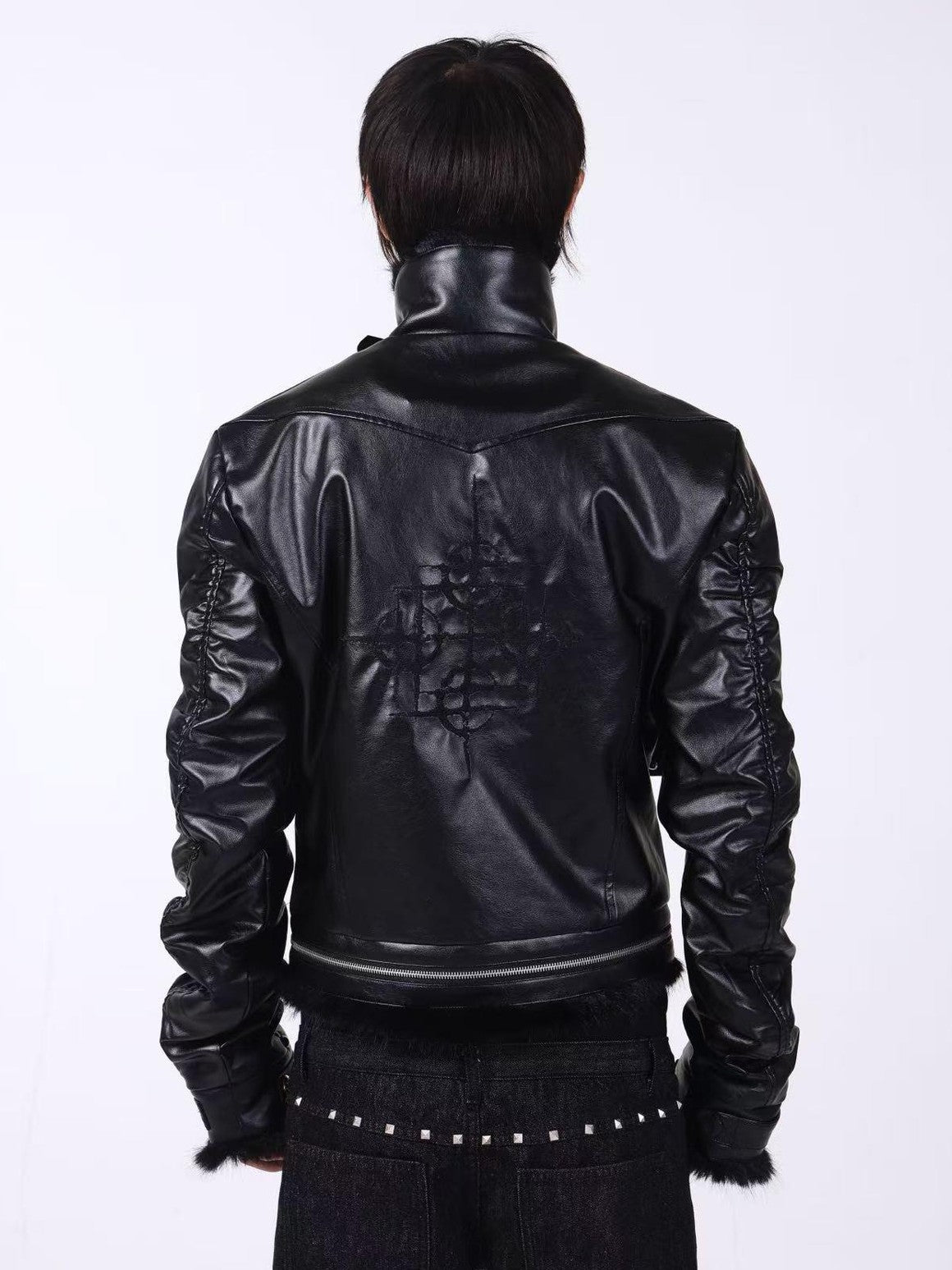 DETW onLine Embroidered Patchwork Fur Bomber Metal Hardware Women&