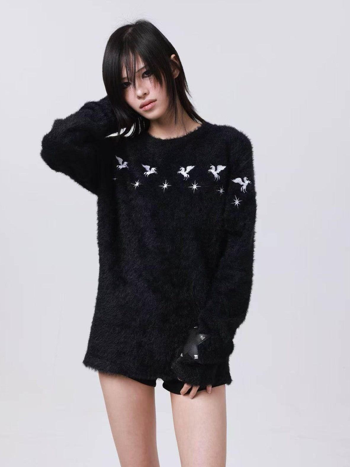 DETW onLine Five Star Leather Patch Rivet Shoulder Embroidered Women&