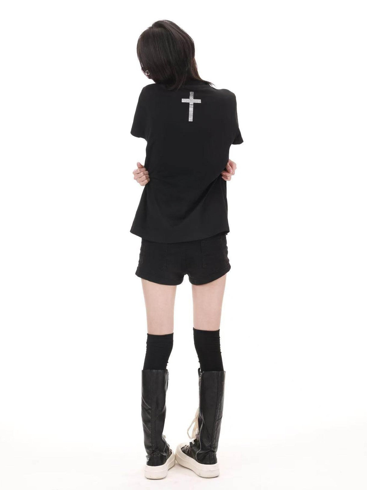 DETW onLine Girl Portrait Print Placement Rhinestone Women&