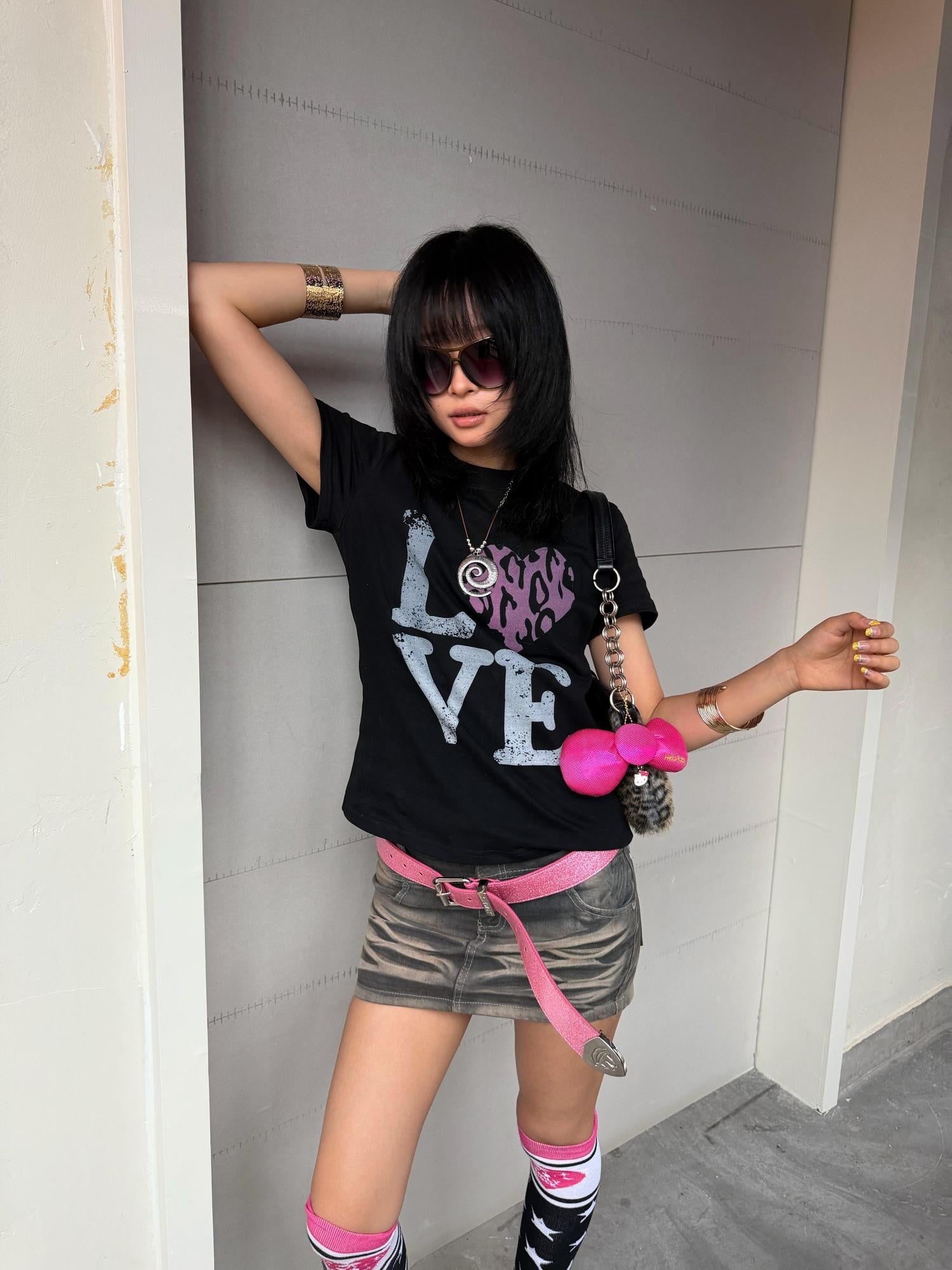 DETW onLine Leopard Heart Digital Print Slim Fit Women&