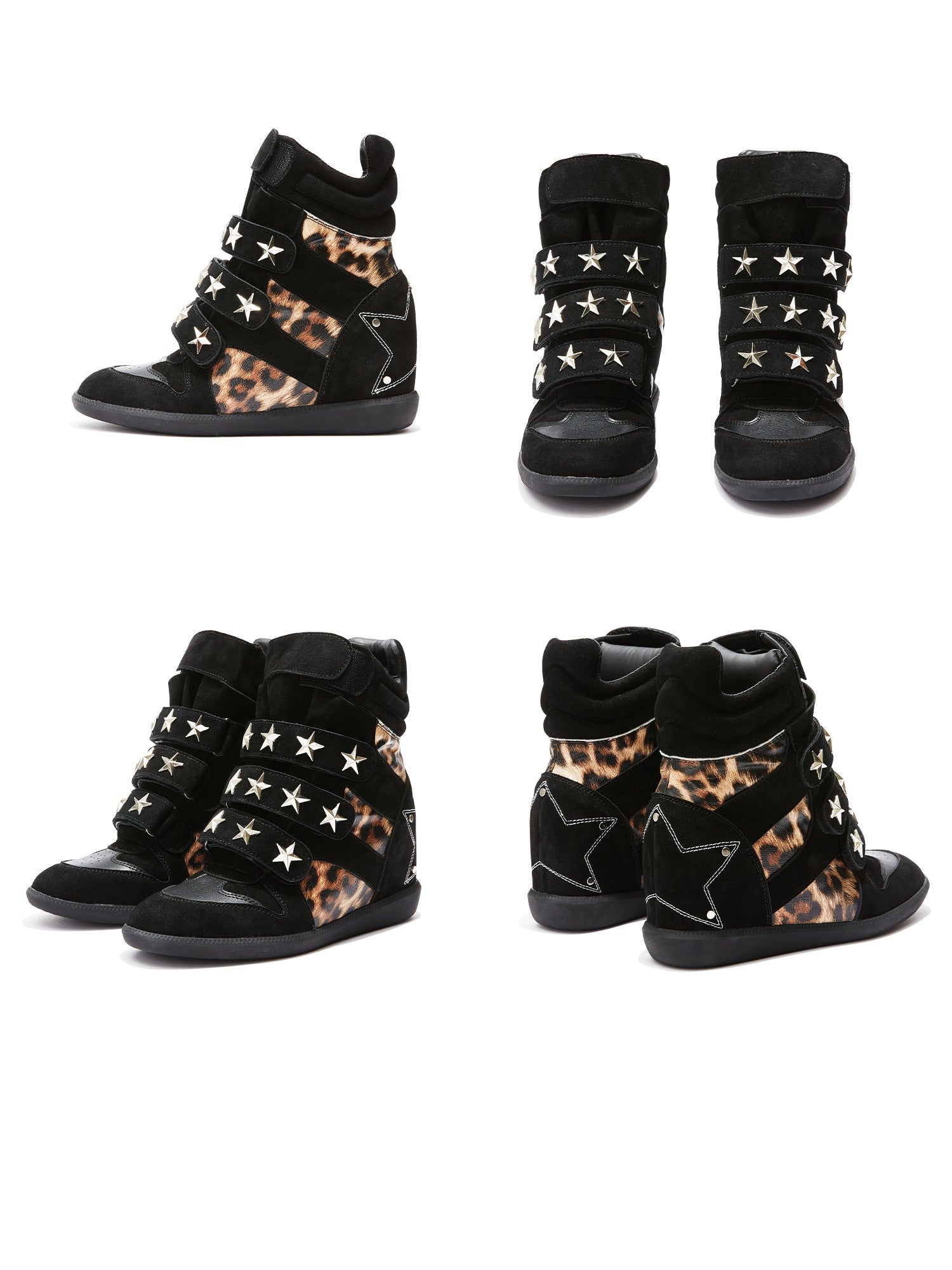 DETW onLine Leopard Print Studded Platform Wedge Women&