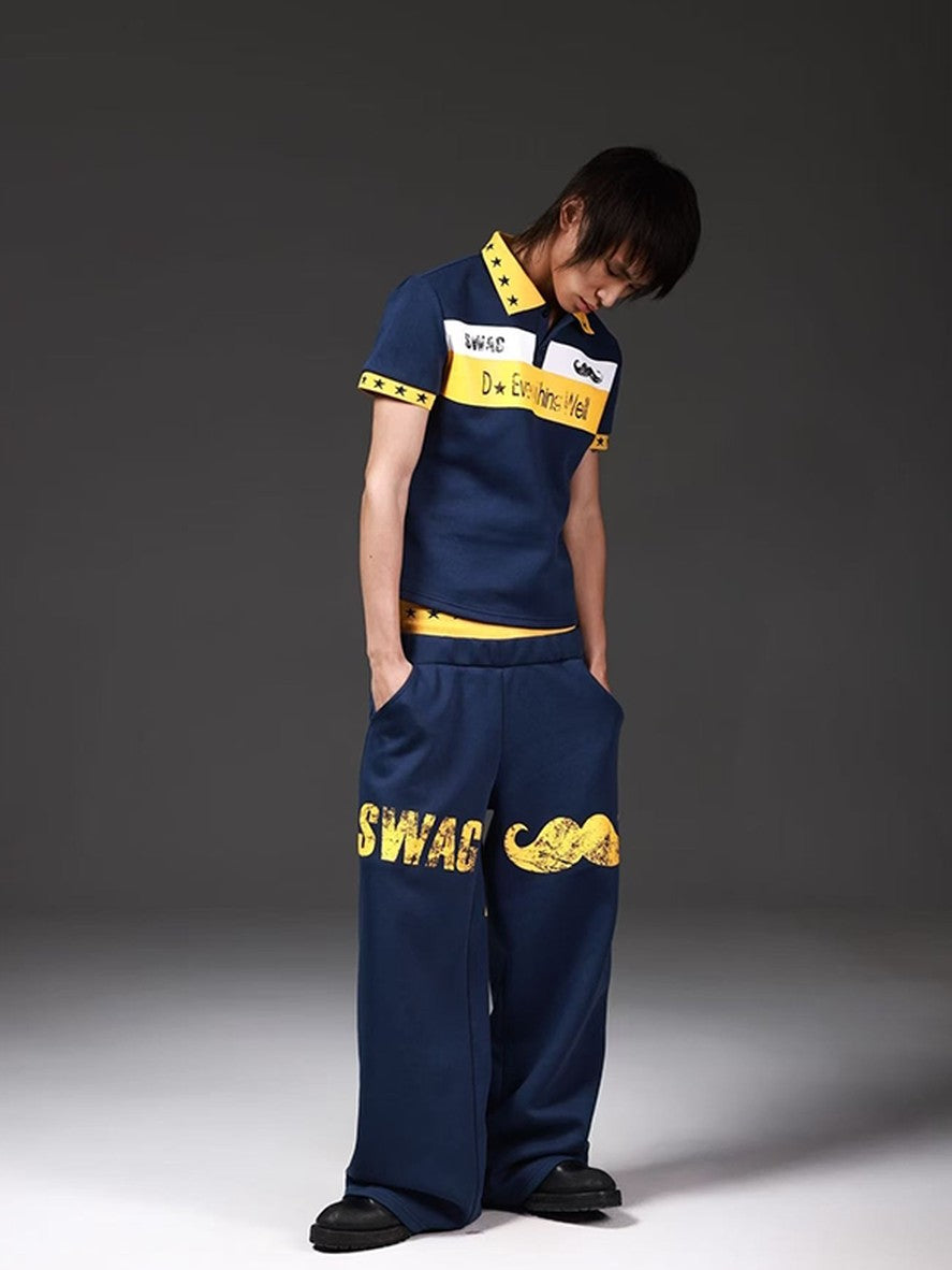 DETW onLine Navy Star Colorblock Polo Women&