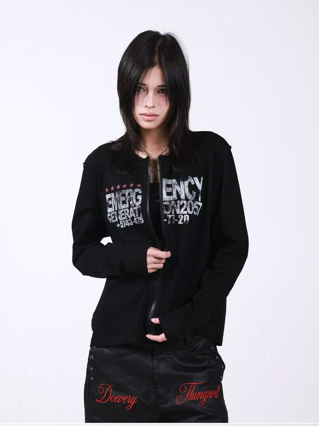 DETW onLine Red Star Reverse Seam Zipper Digital Print Women&