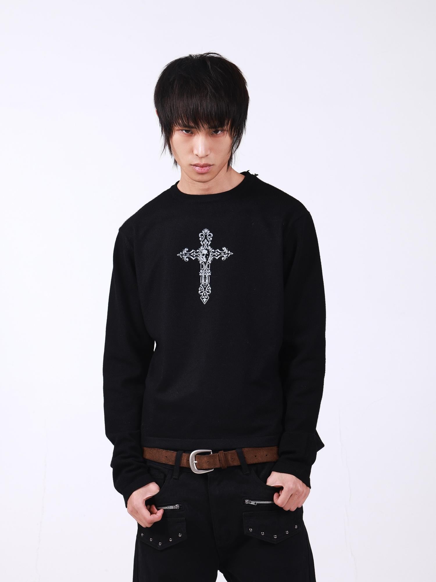DETW onLine Skull Cross Slogan Print Slim Women&