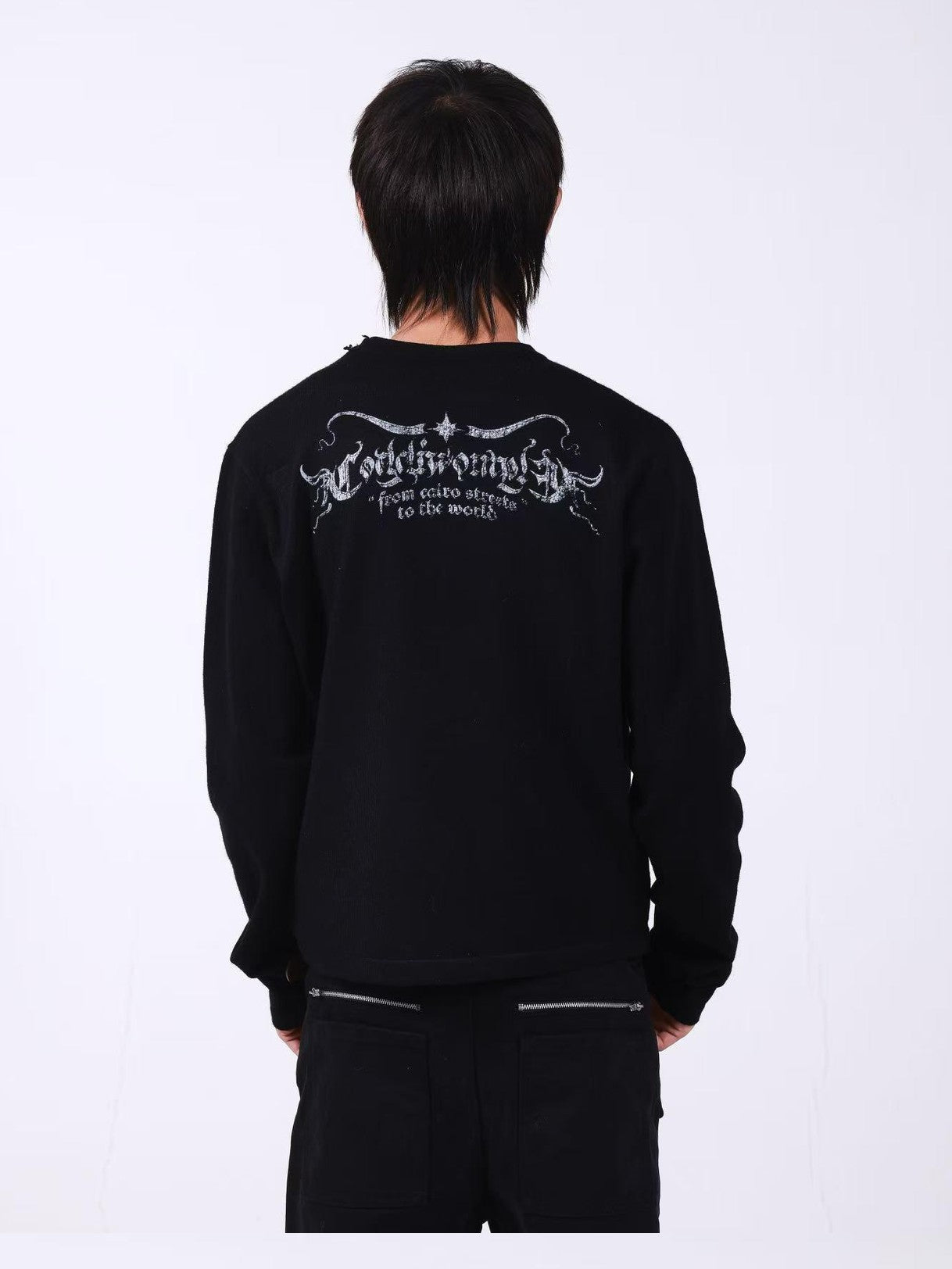 DETW onLine Skull Cross Slogan Print Slim Women&