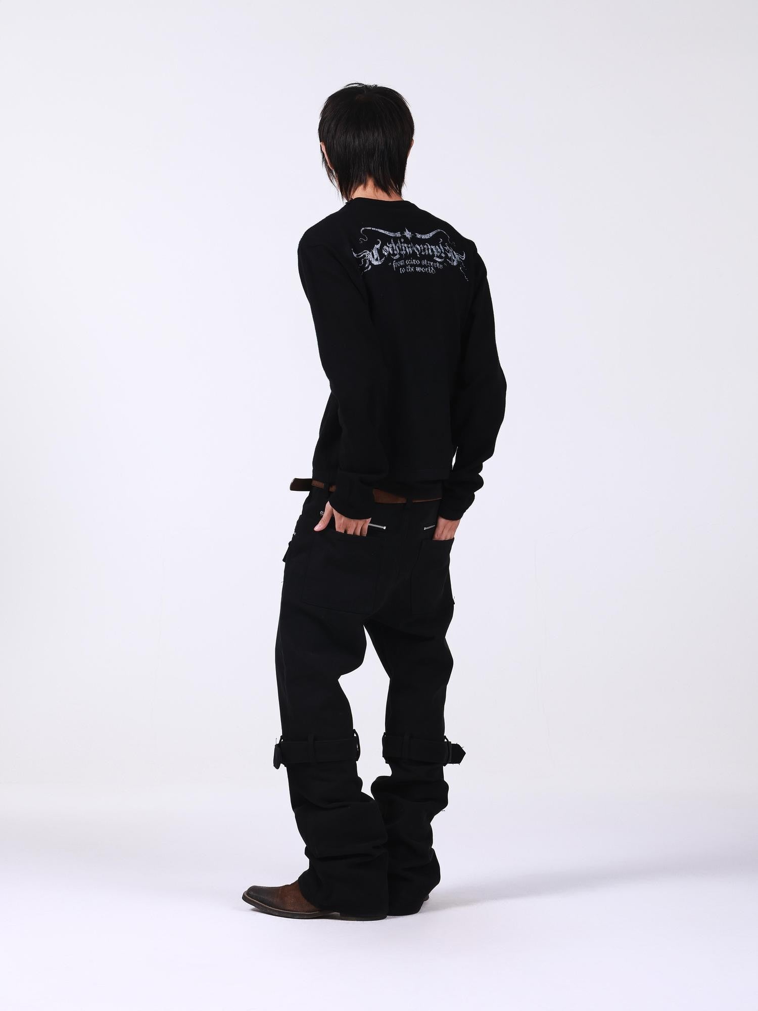 DETW onLine Skull Cross Slogan Print Slim Women&