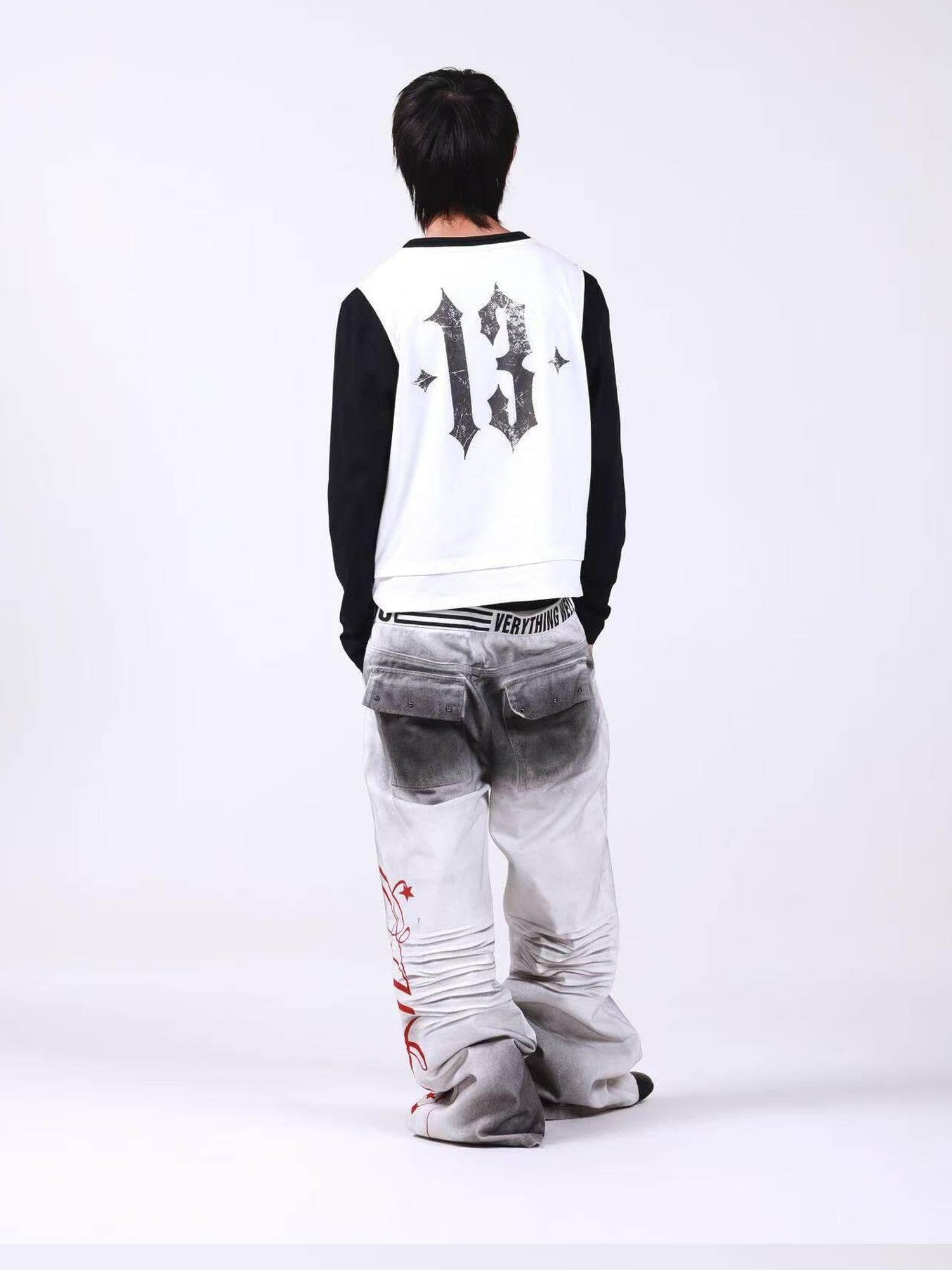 DETW onLine Skull Print Double Neck Contrast Women&
