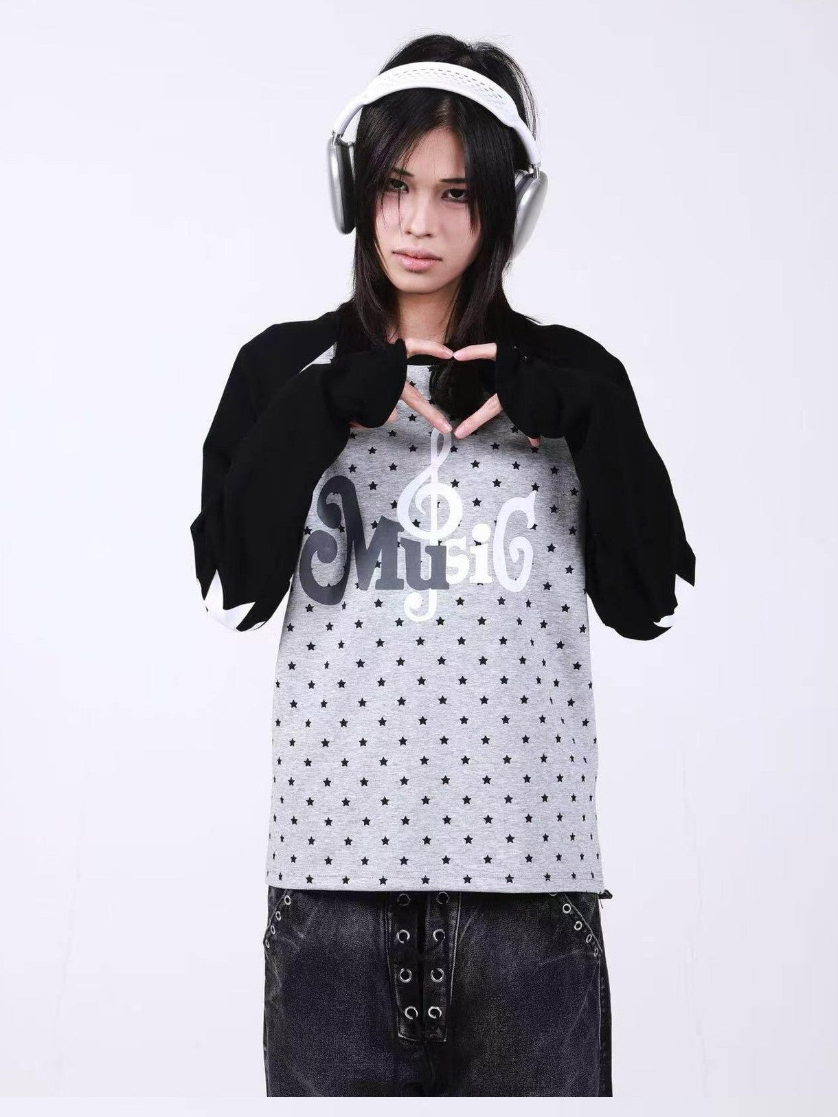 DETW onLine Star Music Contrast Print Raglan Slim Women&