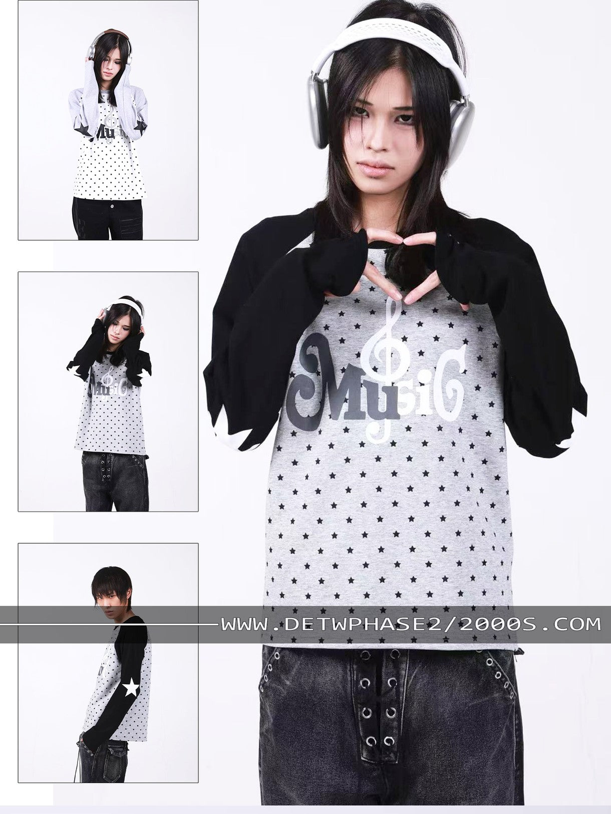 DETW onLine Star Music Contrast Print Raglan Slim Women&