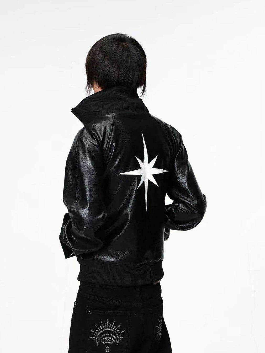 DETW onLine Starry Pegasus Embroidered Ribbed Shoulder Dark Women&