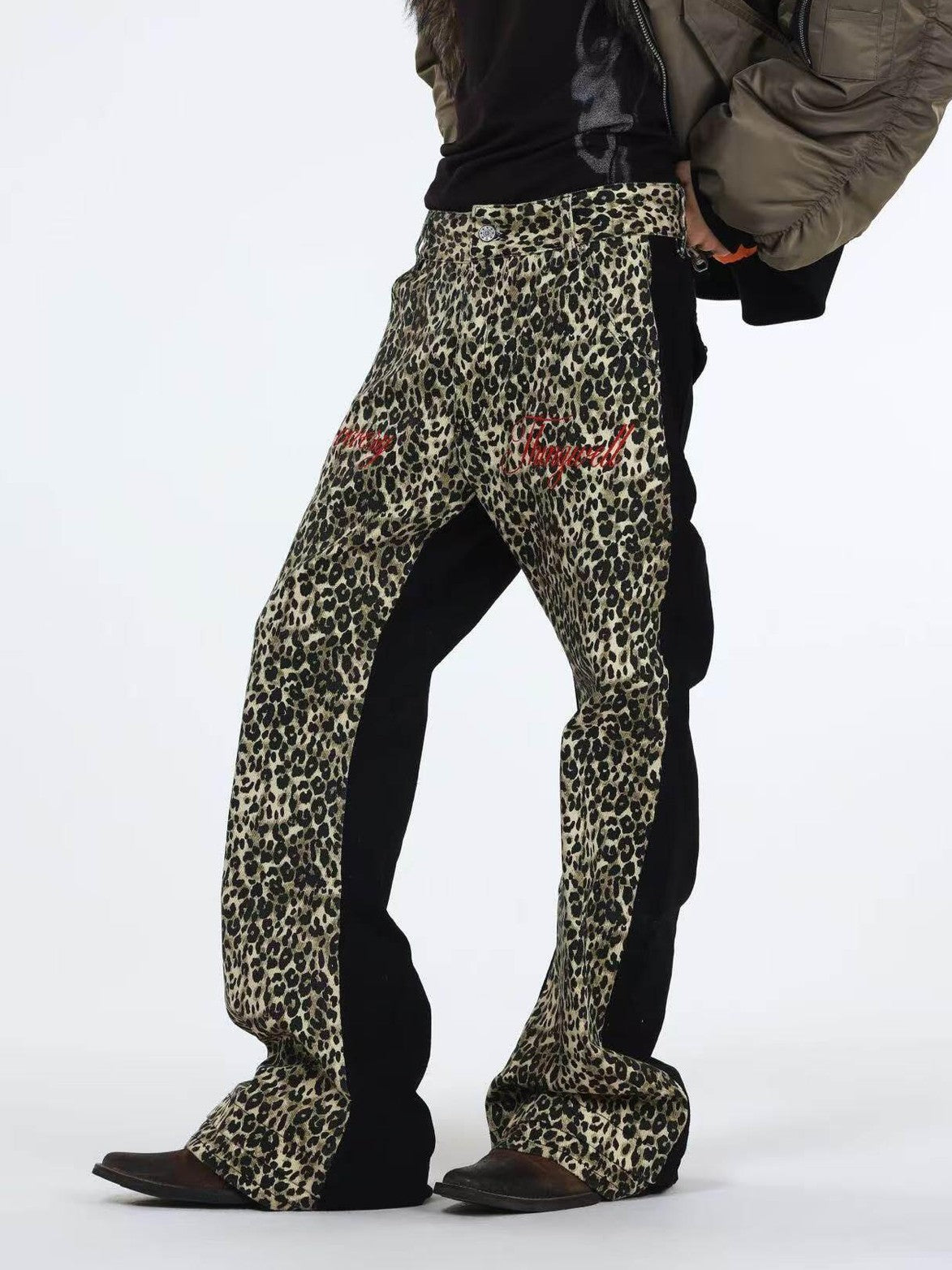 DETW onLine Vintage Double Tone Leopard Patchwork Embroidered Women&