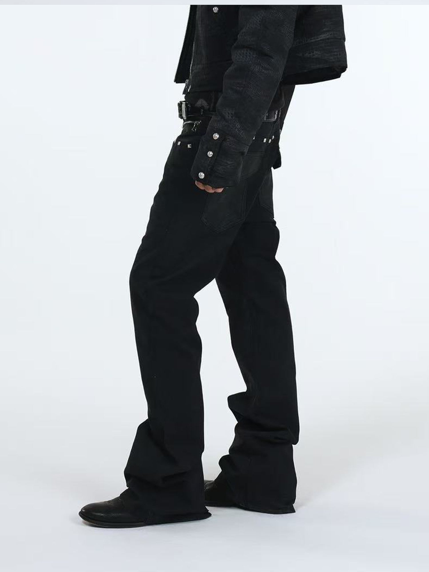 DETW onLine Washed Black Snake Print Beaded Zipper Women&