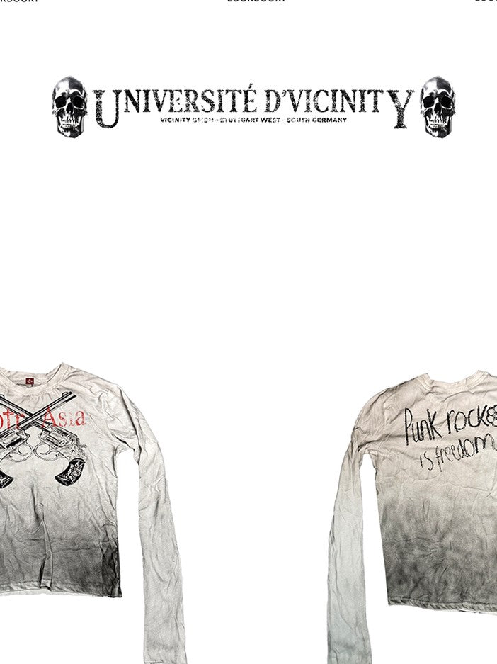 DETW onLine Washed Distressed Double Gun Print Women&