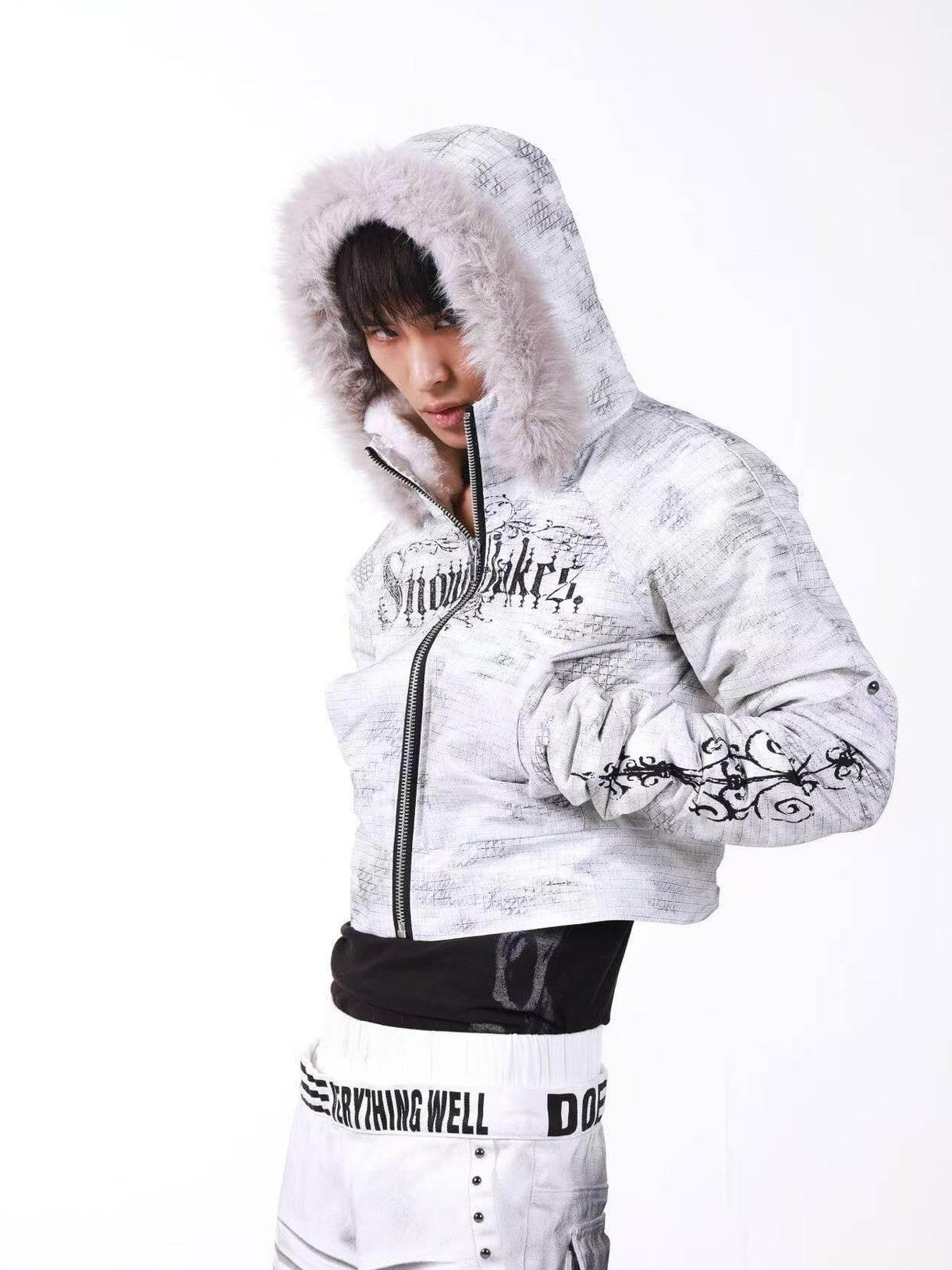 DETW onLine Washed Distressed Fur Trim Knight Eagle Women&