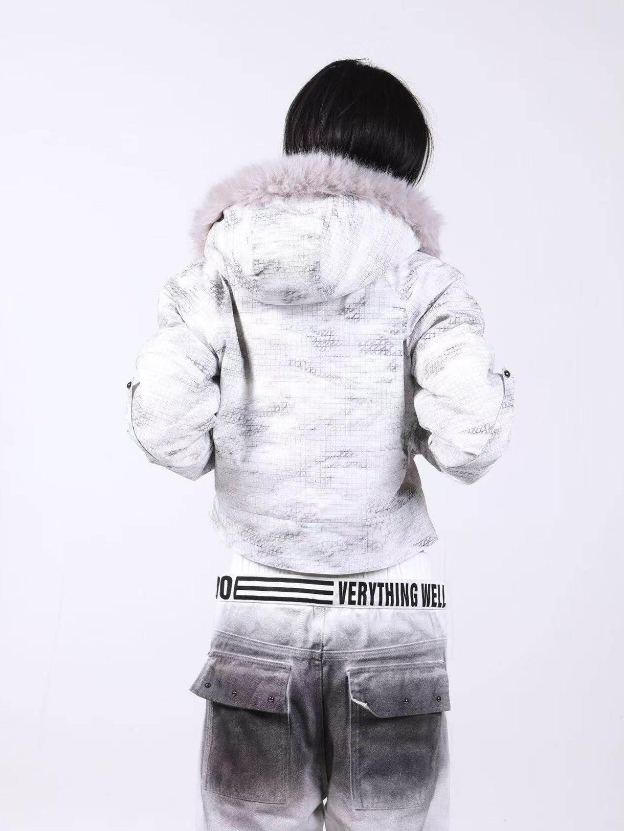 DETW onLine Washed Distressed Fur Trim Knight Eagle Women&