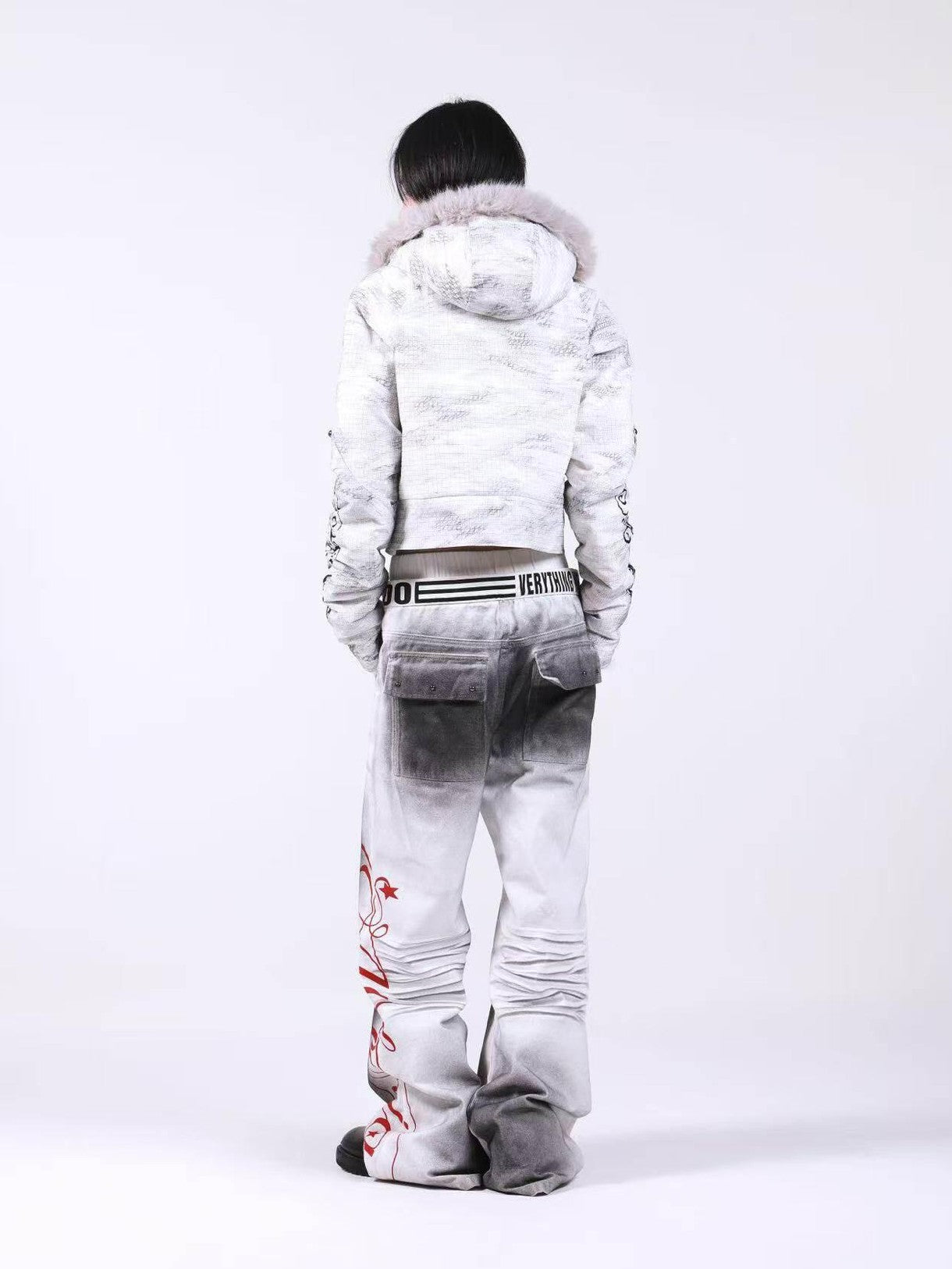 DETW onLine Washed Distressed Fur Trim Knight Eagle Women&