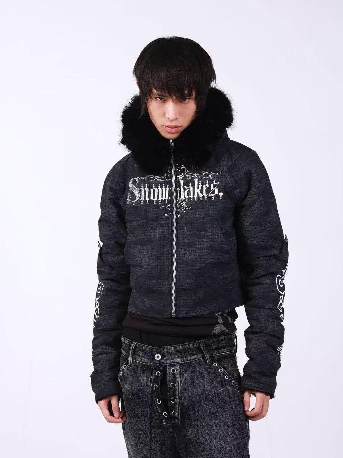 DETW onLine Washed Distressed Fur Trim Knight Eagle Women&