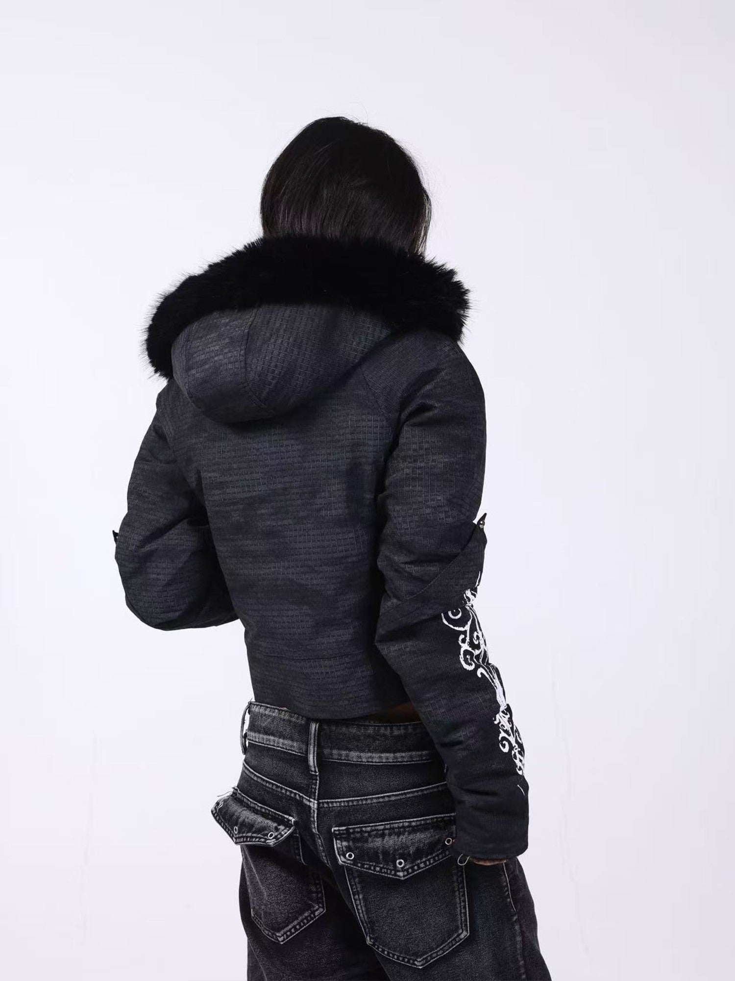 DETW onLine Washed Distressed Fur Trim Knight Eagle Women&
