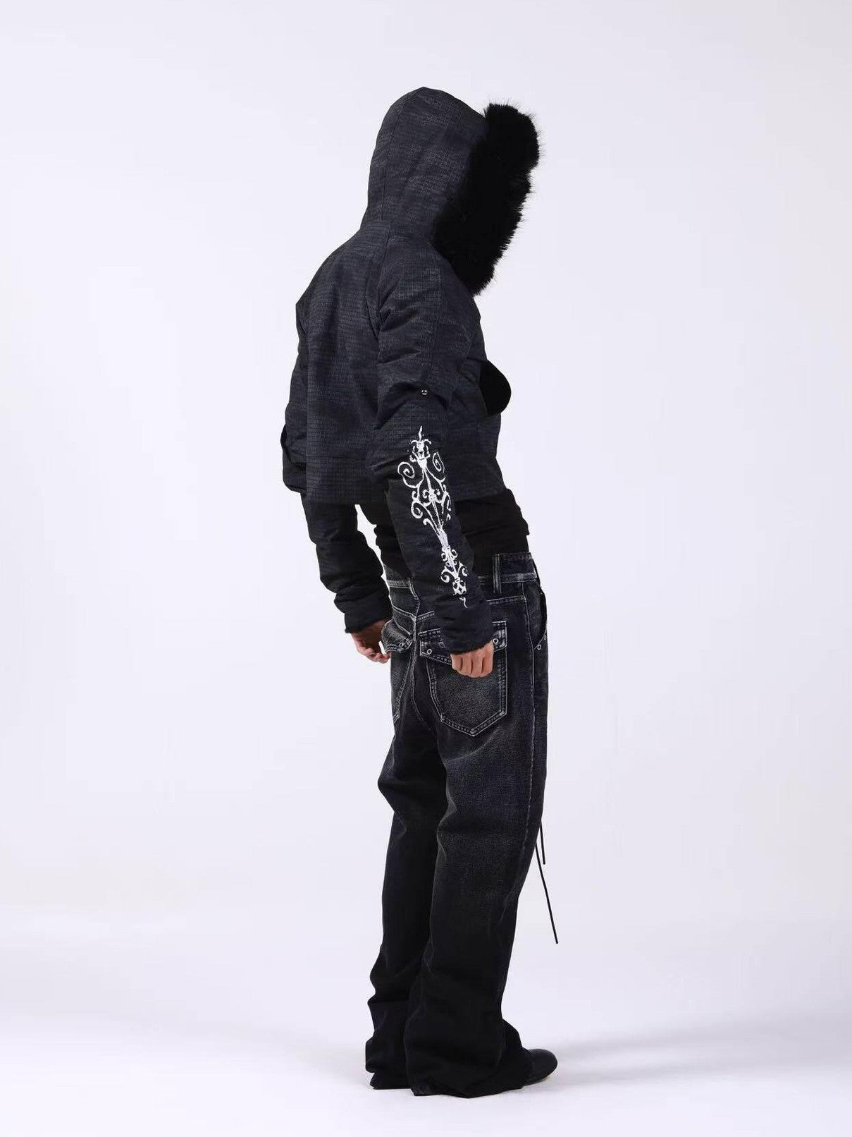 DETW onLine Washed Distressed Fur Trim Knight Eagle Women&