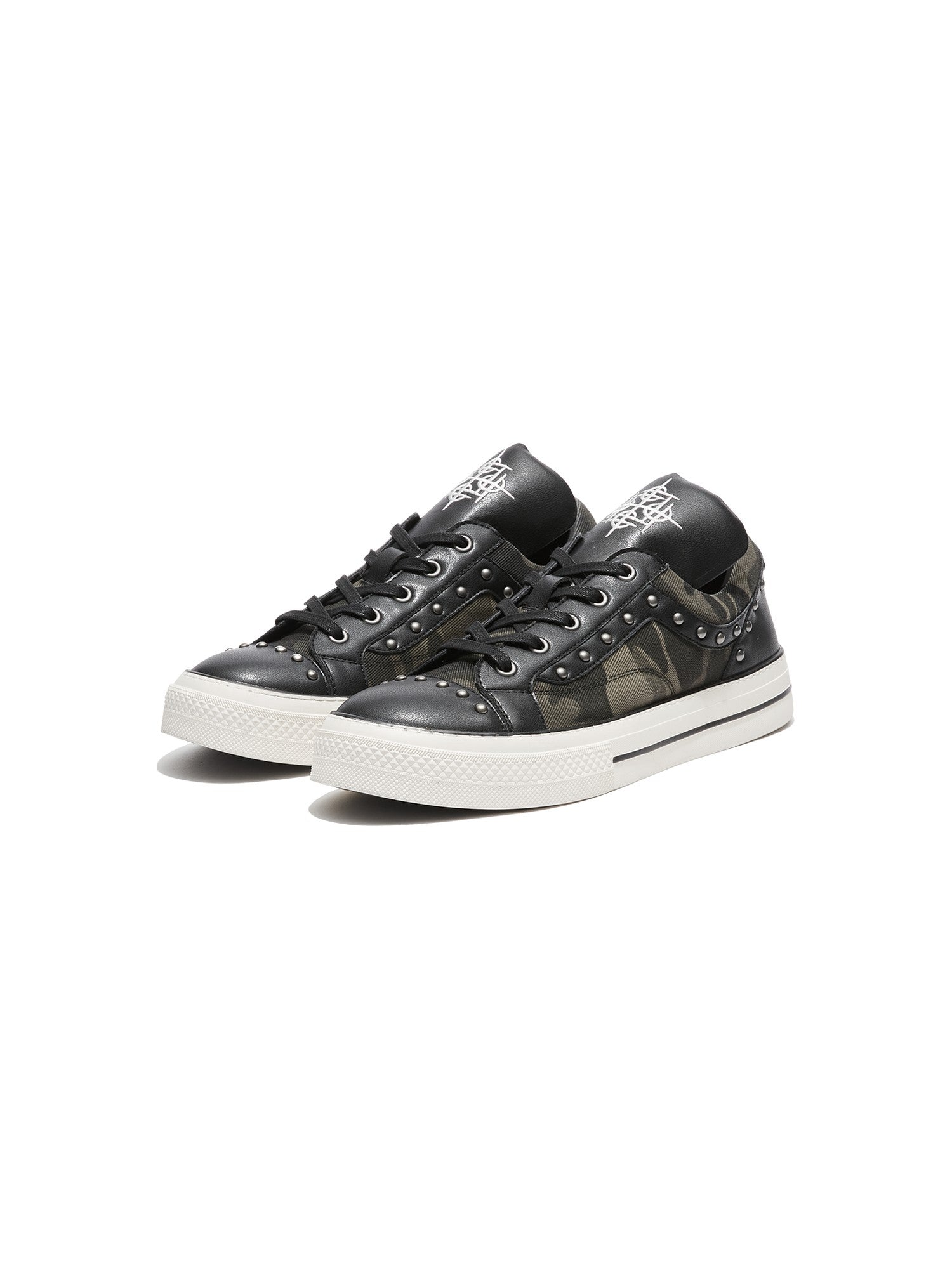 DETW online Camouflage Leather Patch Metal Rivets Hidden Platform Women&