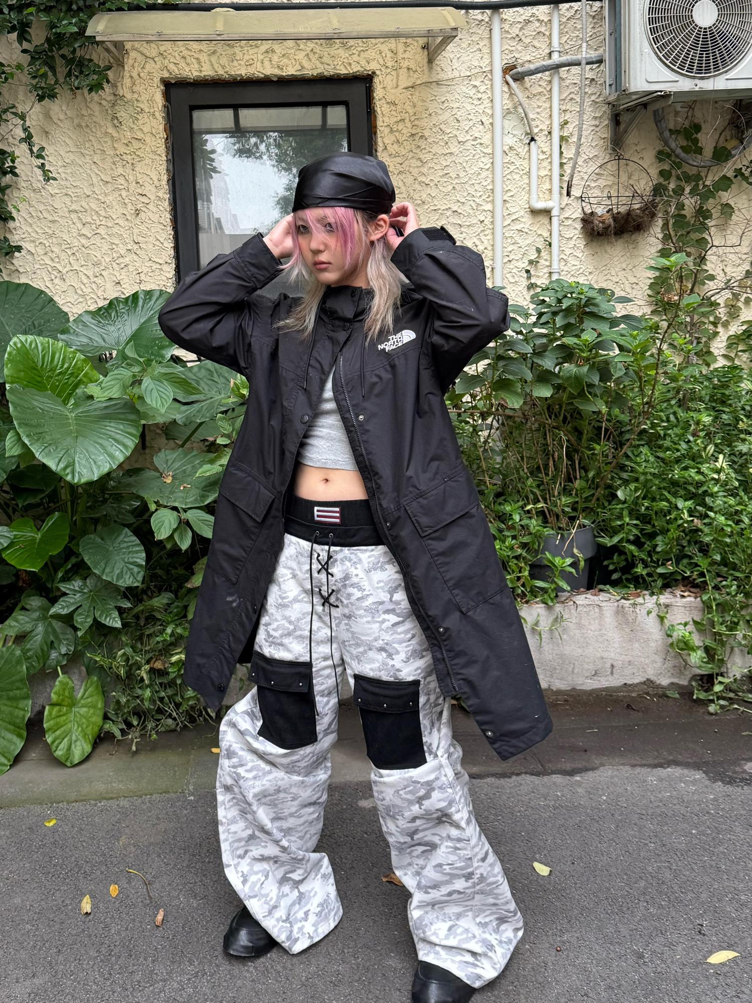 DETW online Custom Camo Dirty Wash Stacked Wide Leg Jeans