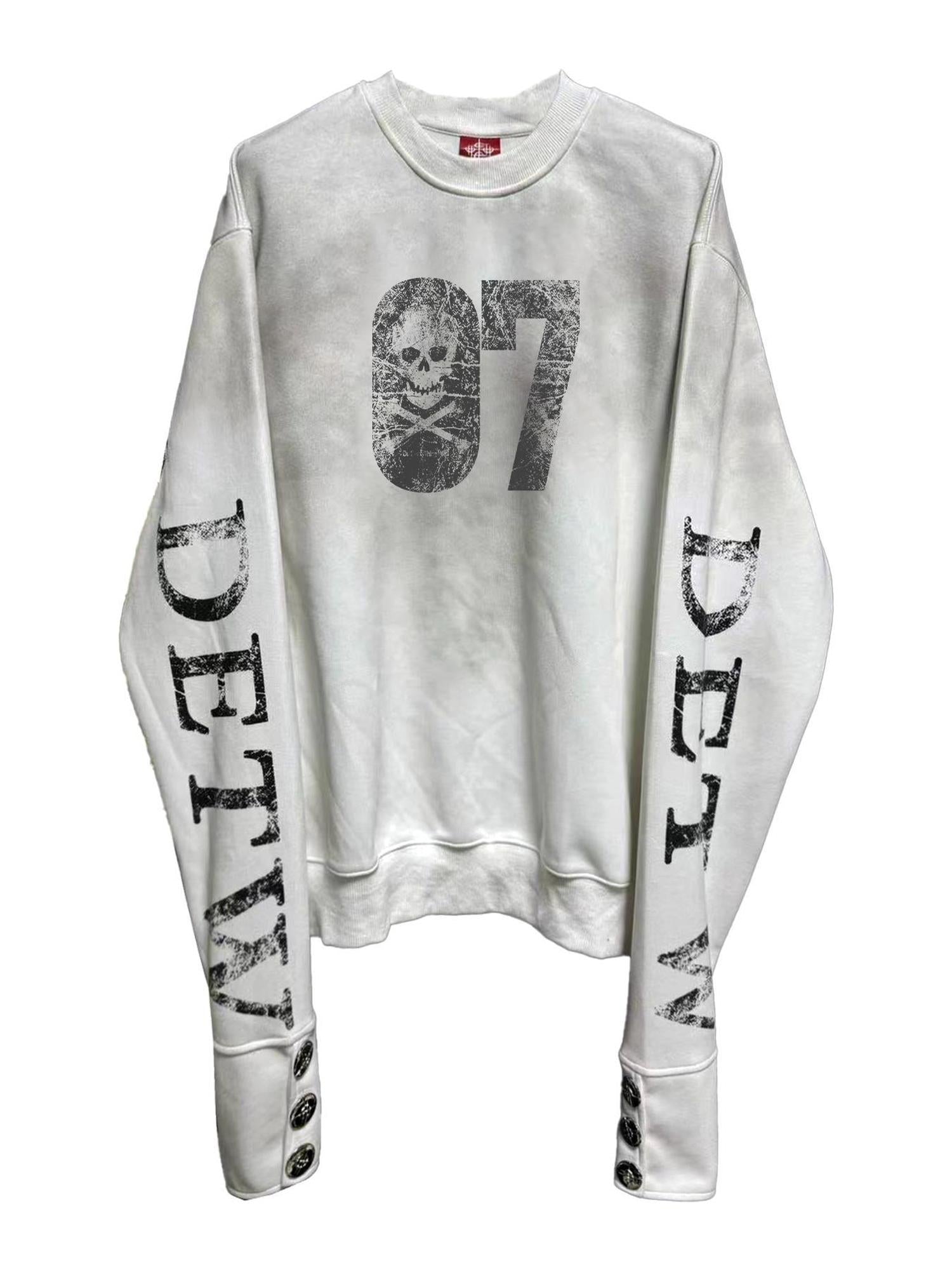 DETW online Dirty Wash Distressed Snap Placket Box Crop Sweatshirt