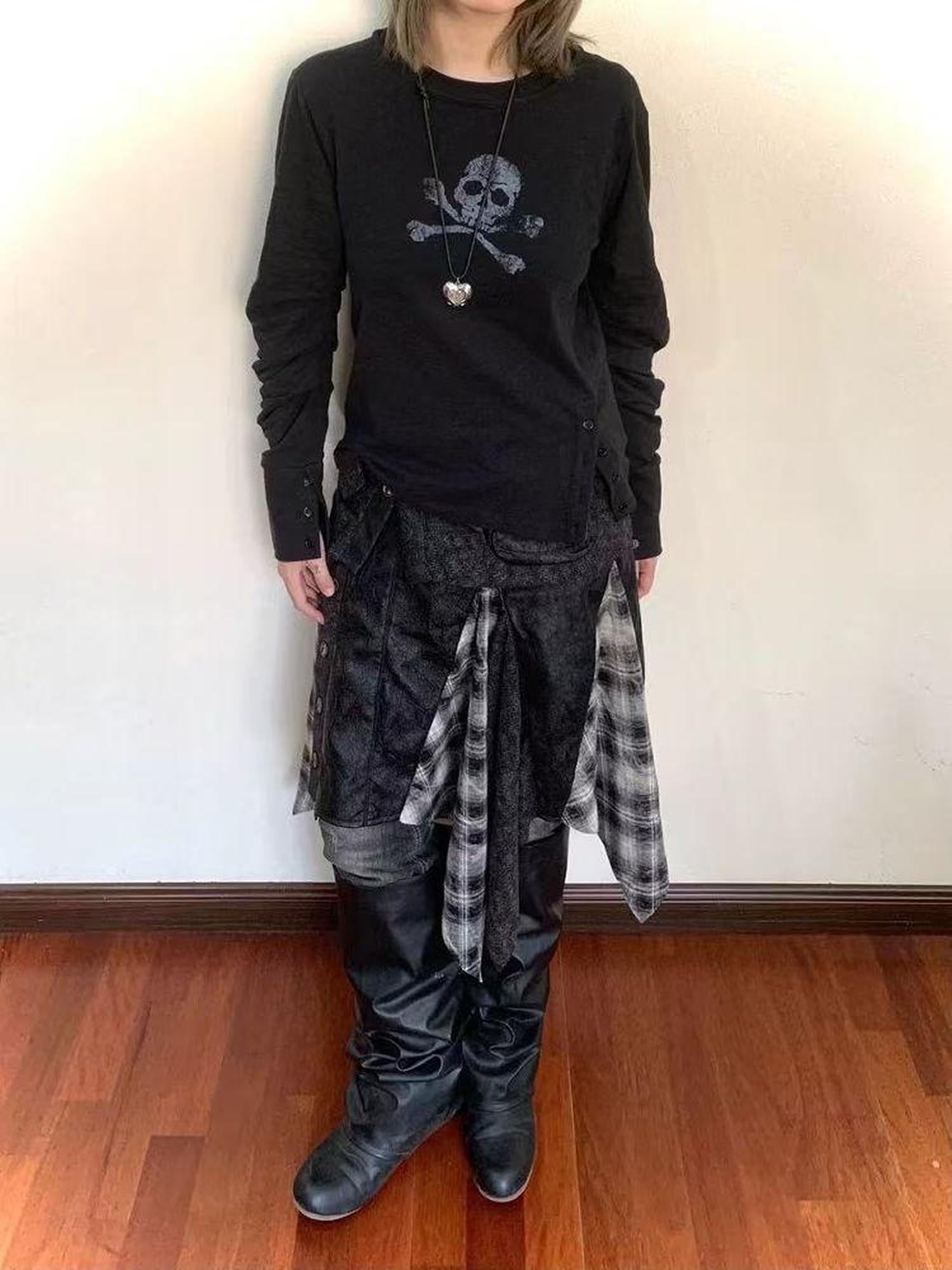 DETW online Double Collar Skull Print Bamboo Cotton Shirt