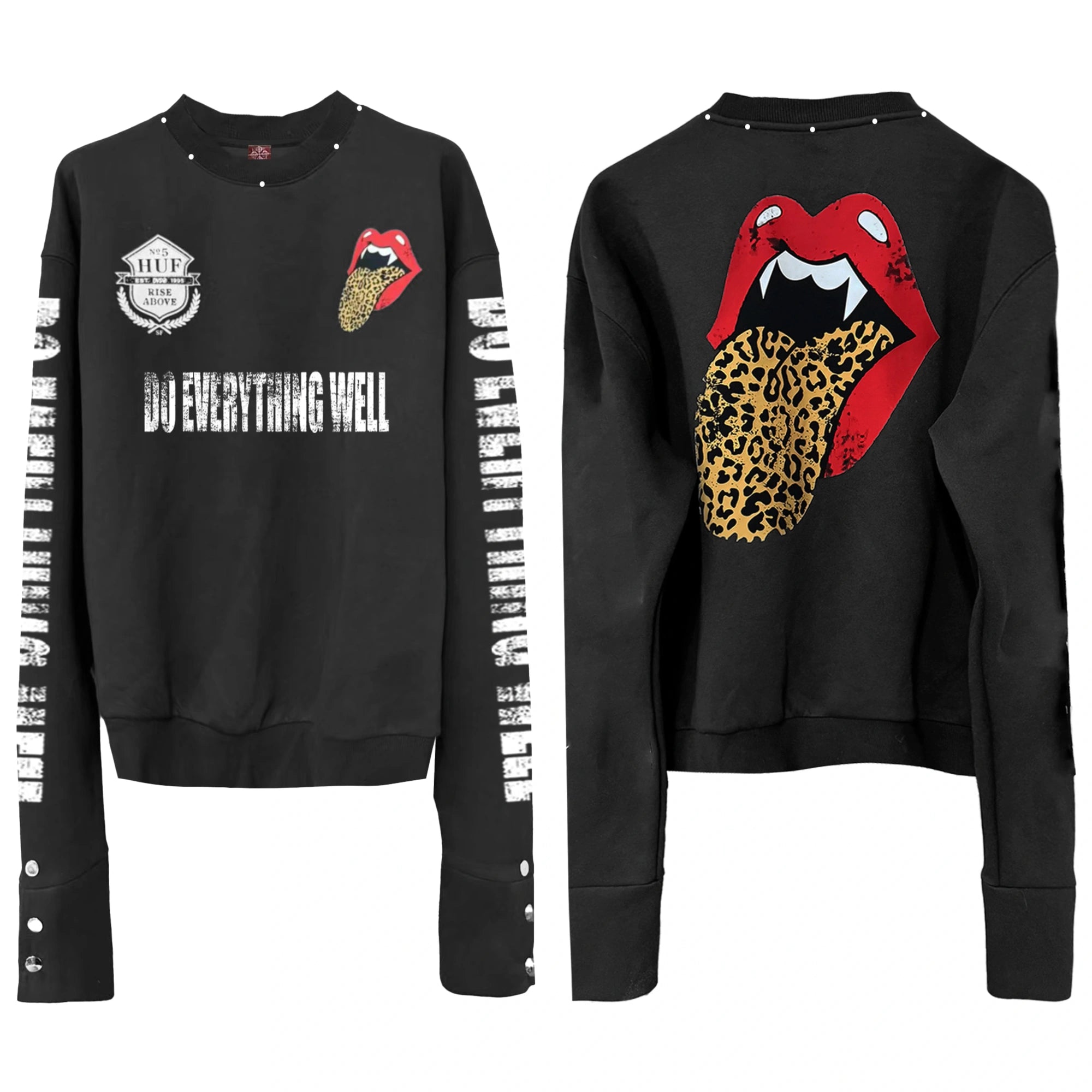 DETW online Punk Tongue Print Ribbed Sweatshirt