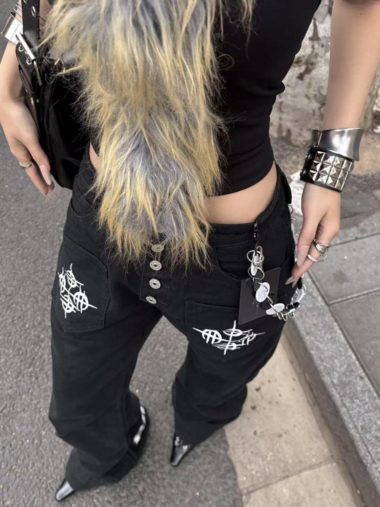 DETW online Vintage Punk Dual Buckle Canvas Pants
