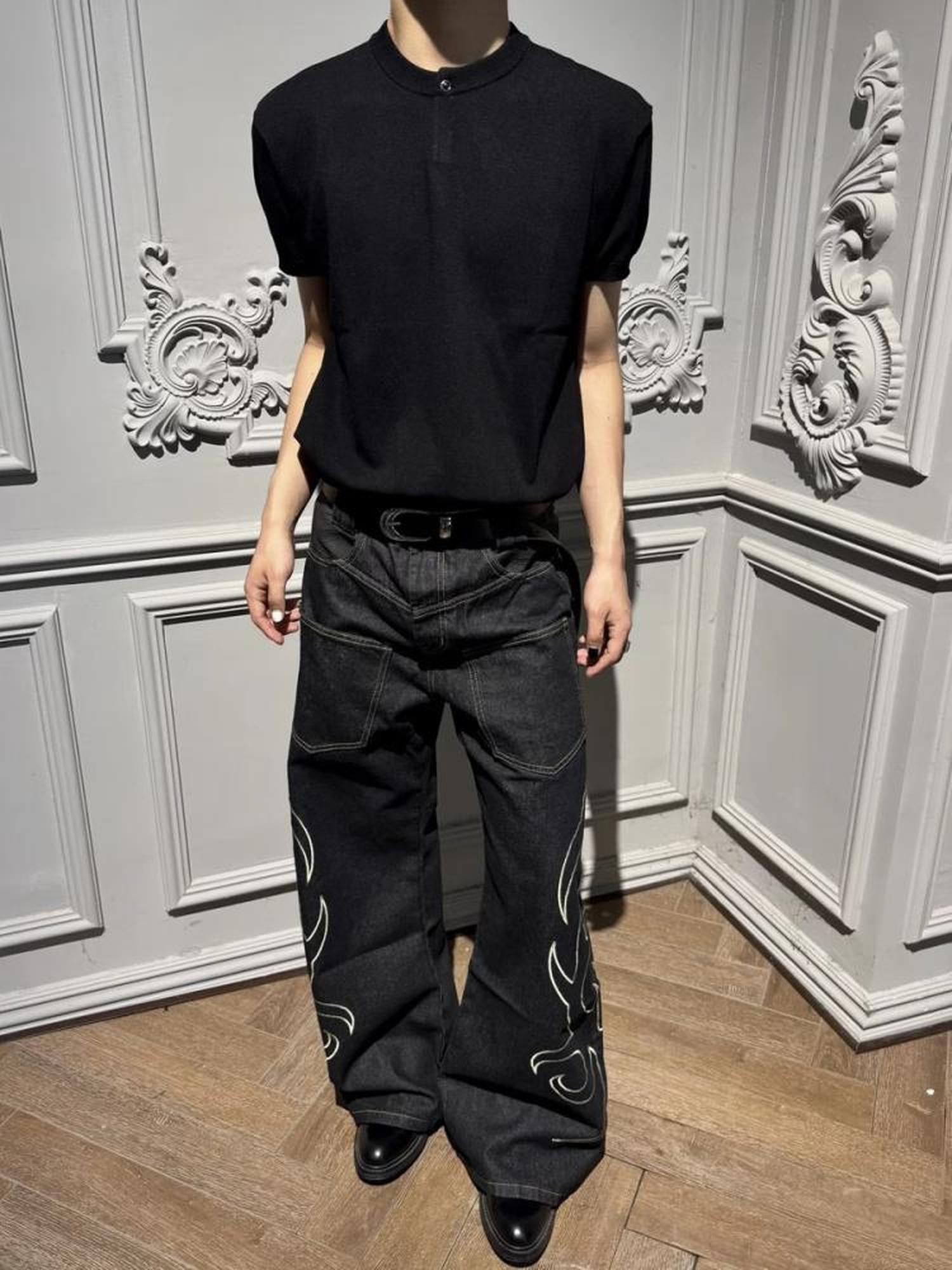 DETW online Vintage Snake Embroidered Wide Leg Jeans