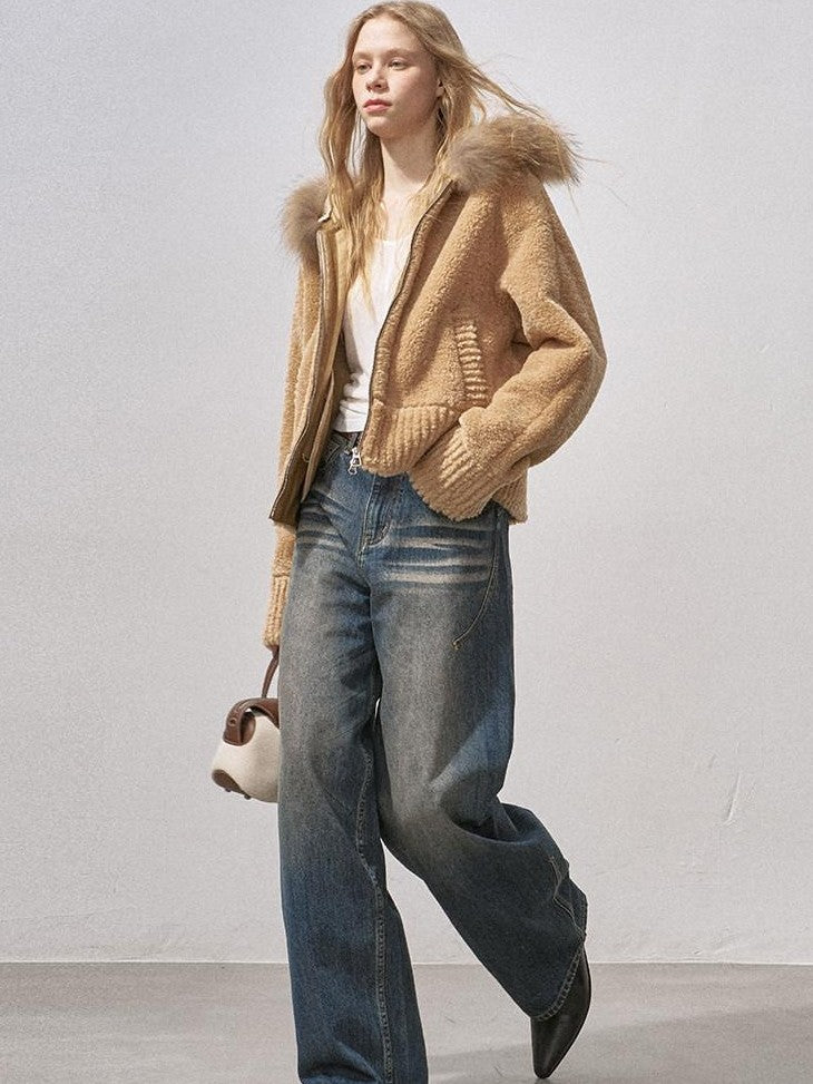 DIDDI MODA 3d Teddy Ear Lapel Fur Collar Women&