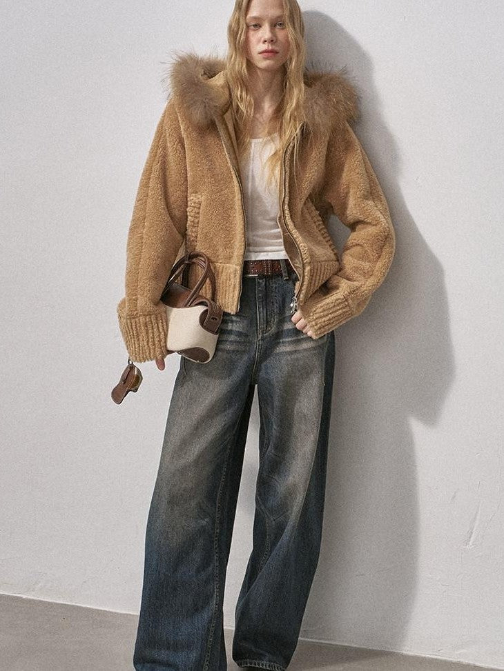 DIDDI MODA 3d Teddy Ear Lapel Fur Collar Women&