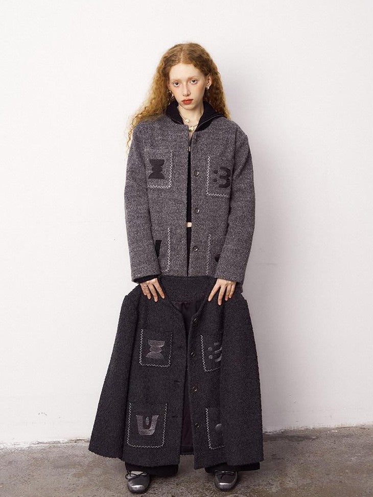 DIDDI MODA Bead Embroidered Jacket Wide Leg Pants Loose Fit Women&