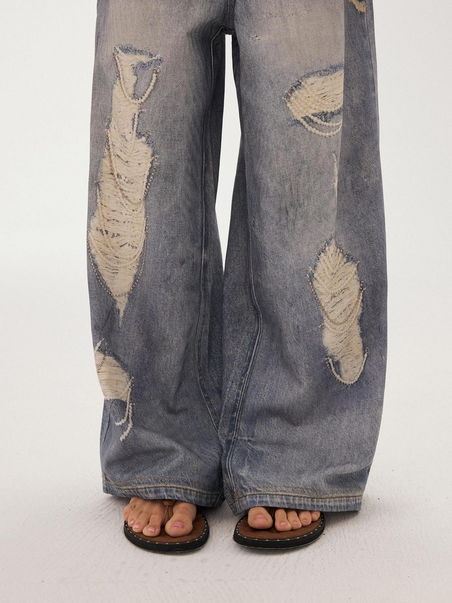 DIDDI MODA Blue Printed Distressed Faux Layered Women&