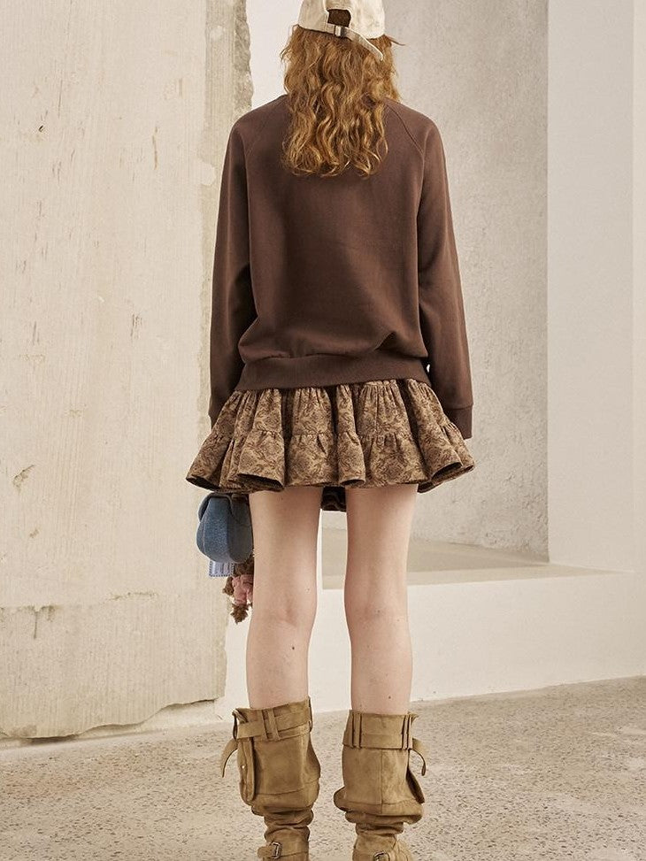 DIDDI MODA Bow Print Pullover Loose Fit Women&