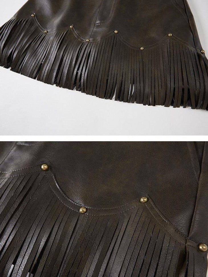 DIDDI MODA Brown Fringe Distressed Princess Hline Women&