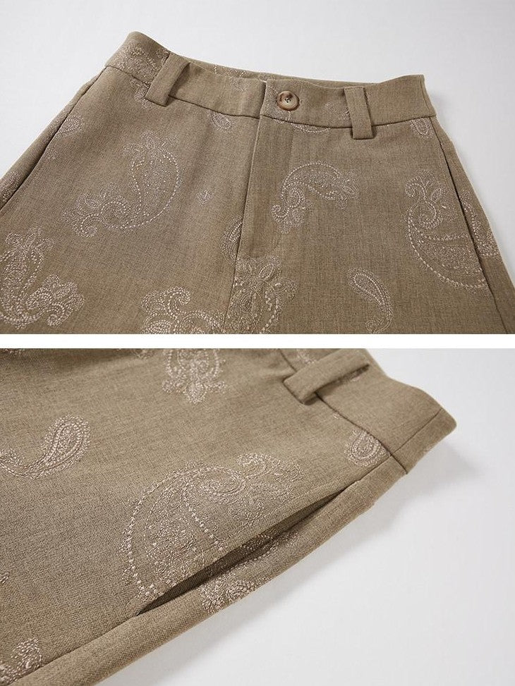 DIDDI MODA Brown Green Vintage Paisley Embroidered Women&