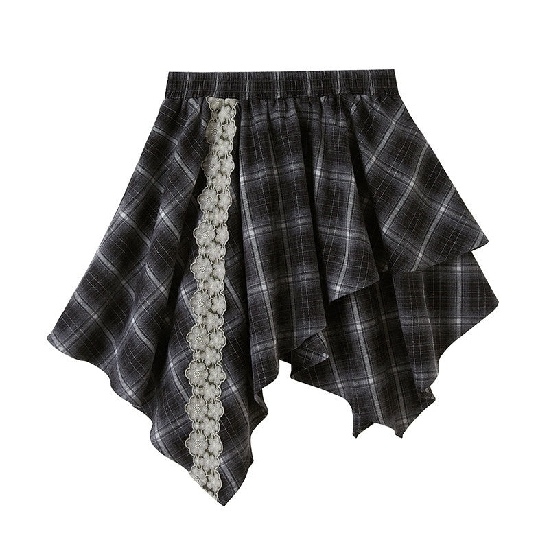 DIDDI_MODA_Checked_Ruched_Flowerbud_Lapel_Lantern_Sleeve_Women&