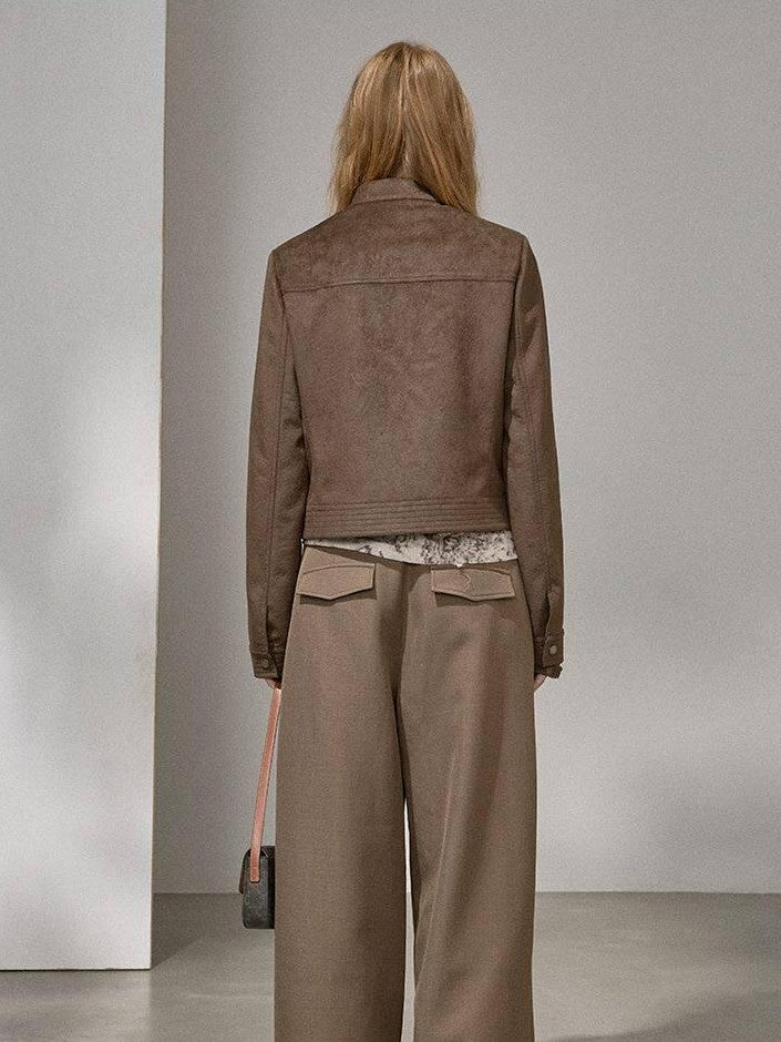 DIDDI MODA Chestnut Knit Jacket And Khaki Skirt Women&