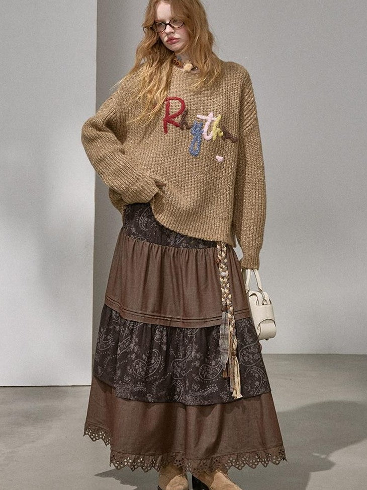 DIDDI MODA Cloud Sleeves Lettered Oversized Pullover Women&