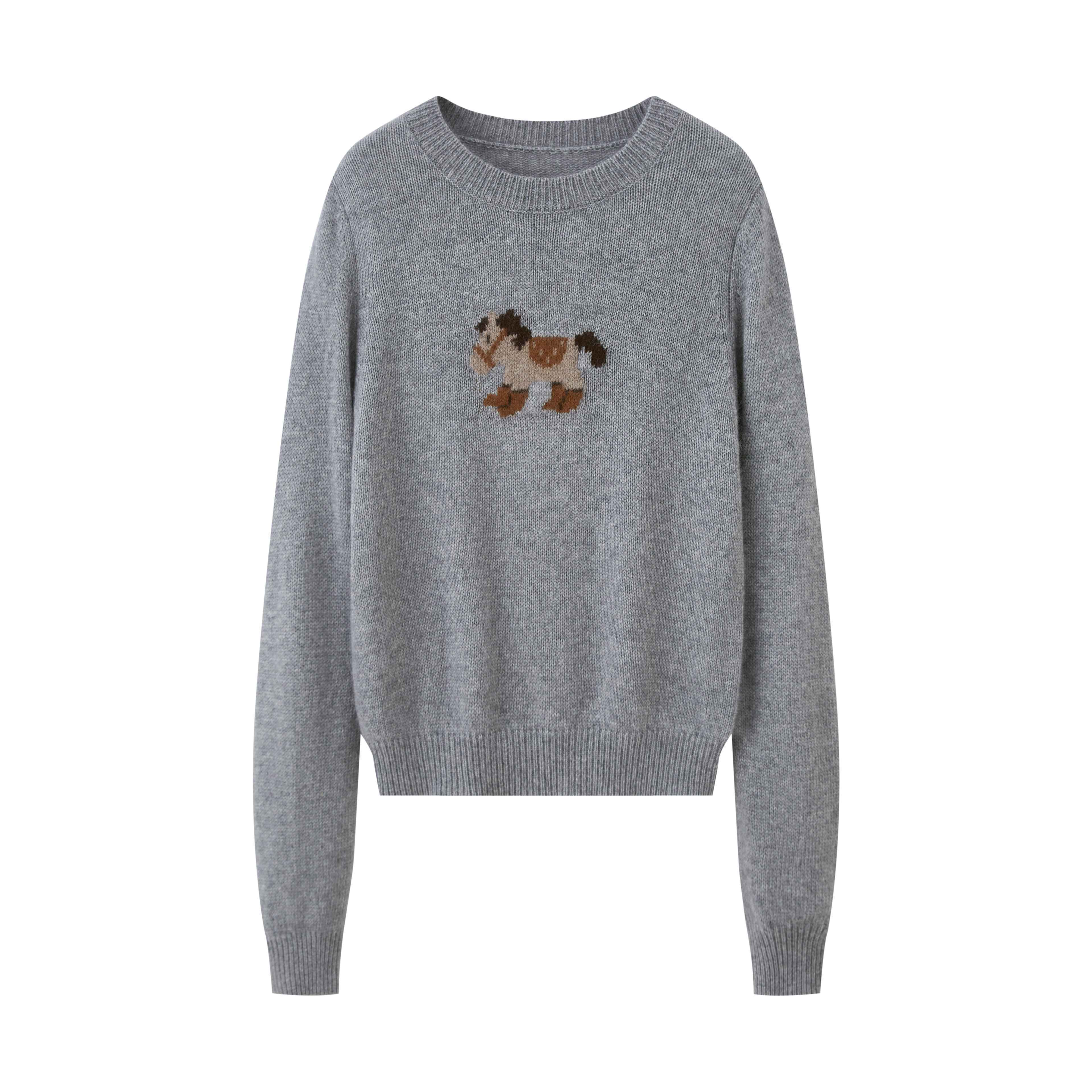 DIDDI_MODA_Cocoa_Red_Booted_Pony_Knit_Loose_Fit_Women&