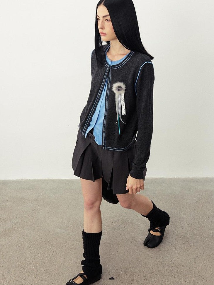 DIDDI MODA Color Block Faux Layered Round Neck Long Sleeve Women&