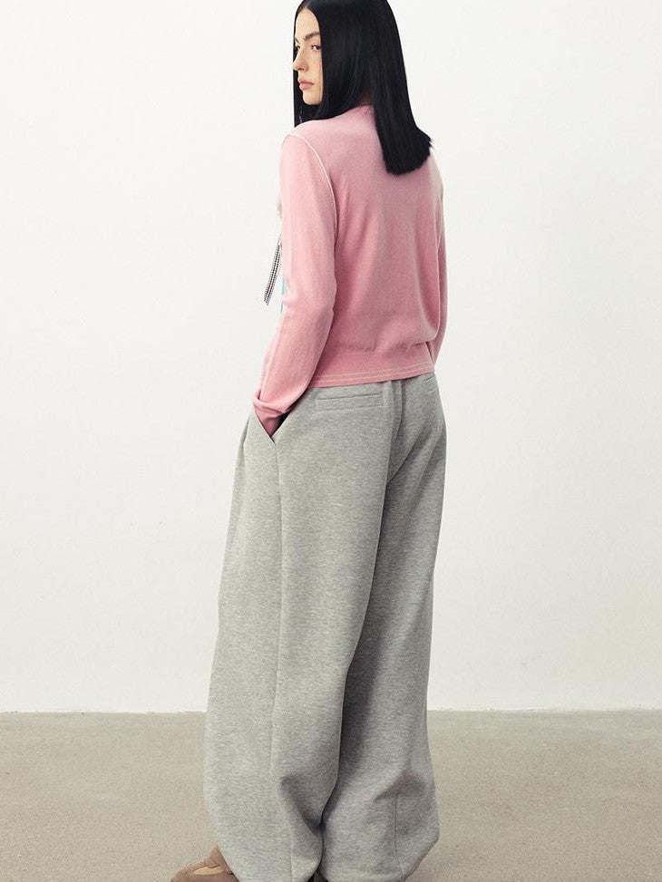DIDDI MODA Color Block Faux Layered Round Neck Long Sleeve Women&