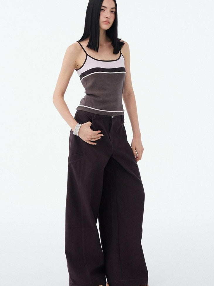 DIDDI MODA Colorblock Textured Cropped Waist Cinched Slim Fit Women&