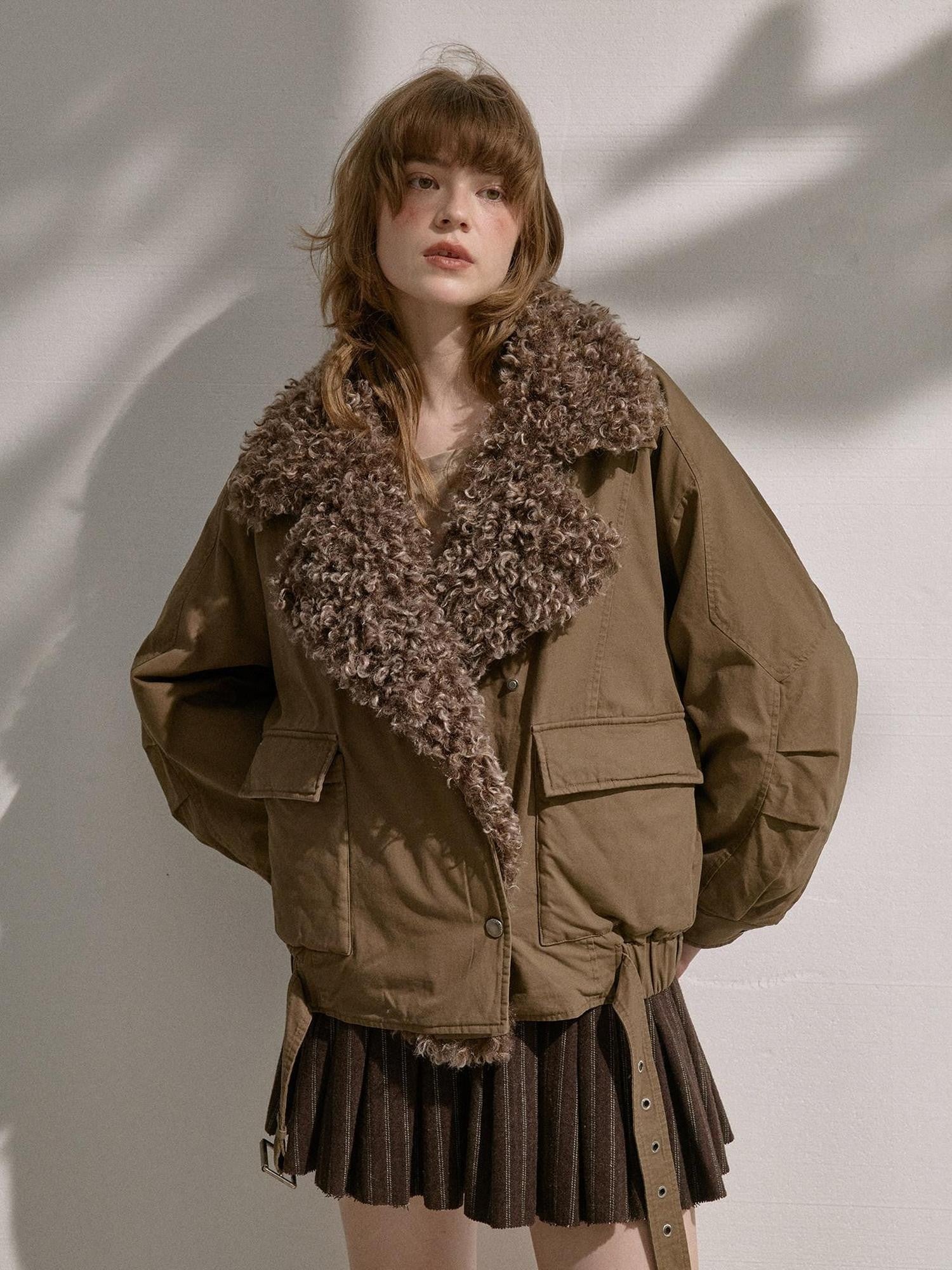 DIDDI MODA Detachable Fur Collar Parka Women&
