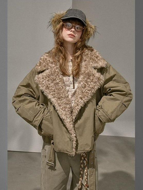 DIDDI MODA Detachable Fur Collar Parka Women&