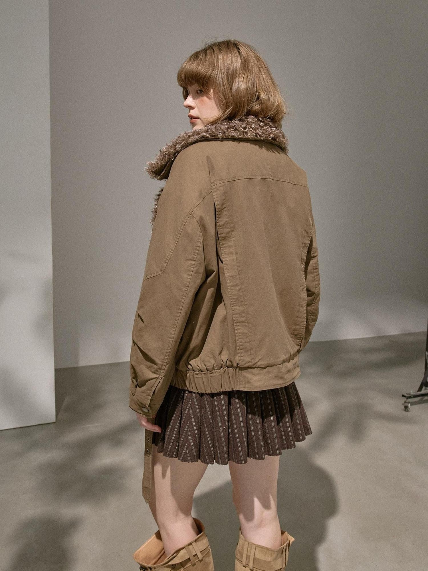 DIDDI MODA Detachable Fur Collar Parka Women&