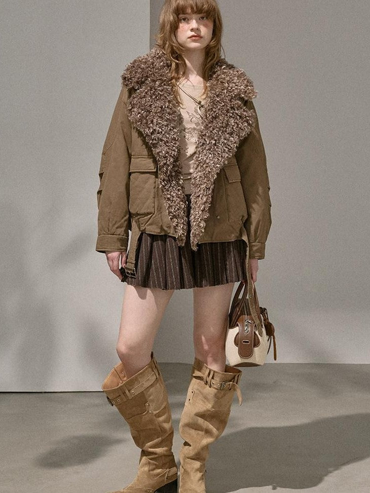 DIDDI MODA Detachable Fur Collar Parka Women&