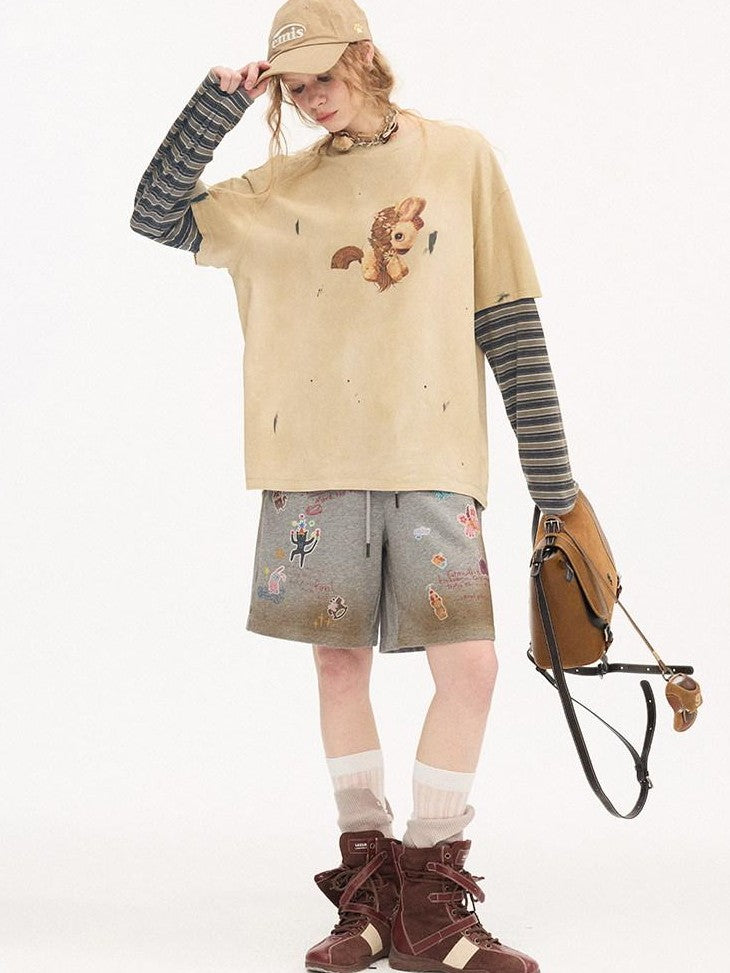 DIDDI MODA Dirty Gray Animal Print Spliced Women&